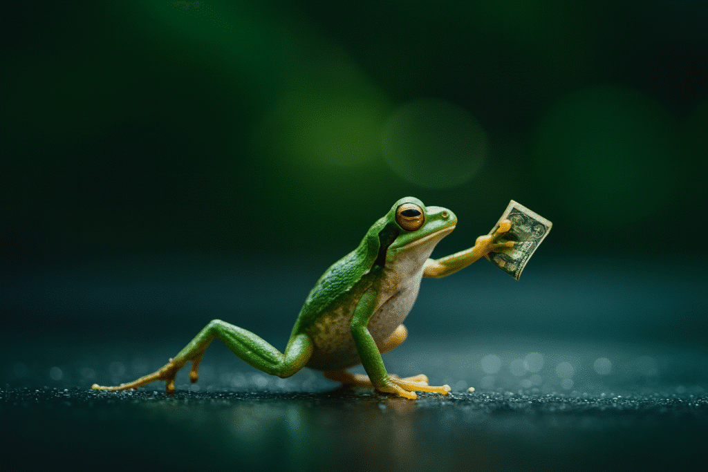Frog Paying his bill